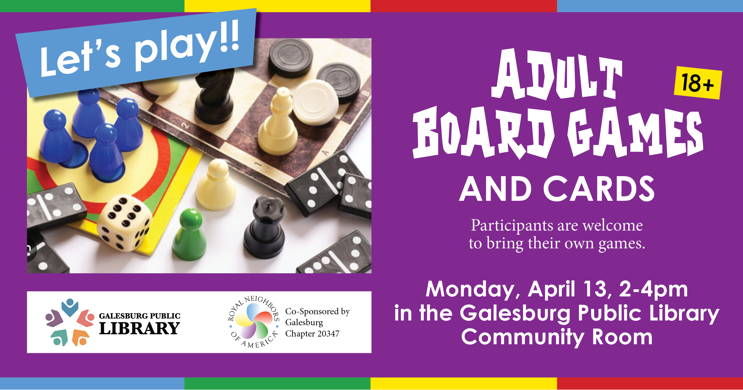 Game Day for Adults planned at Galesburg Public Library